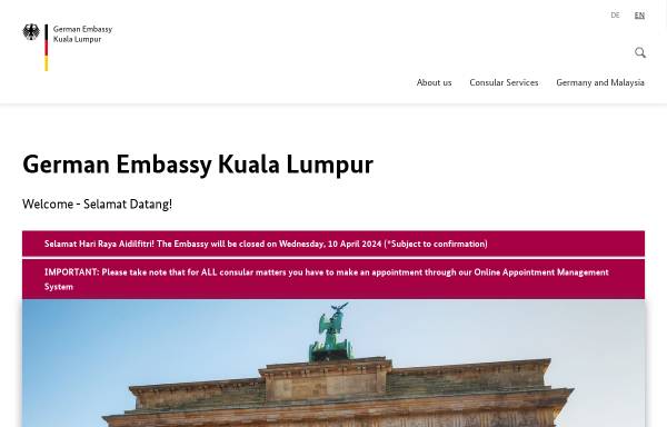 Vorschau von www.kuala-lumpur.diplo.de, Deutsche Botschaft in Malaysia