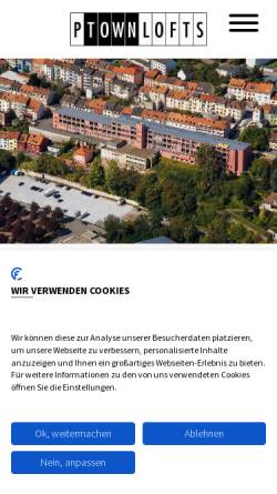 Vorschau der mobilen Webseite www.p-town-lofts.de, P-town Lofts