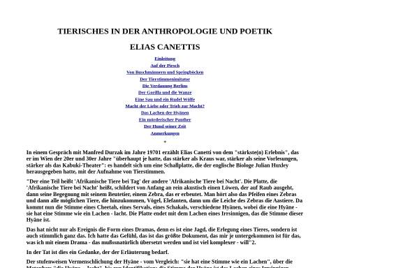 Tierisches in der Anthropologie und Poetik Elias Canettis