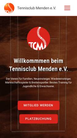 Vorschau der mobilen Webseite www.tc-menden.de, TC Menden e. V.