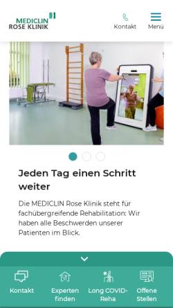 Vorschau der mobilen Webseite www.rose-klinik.de, MediClin Rose Klinik