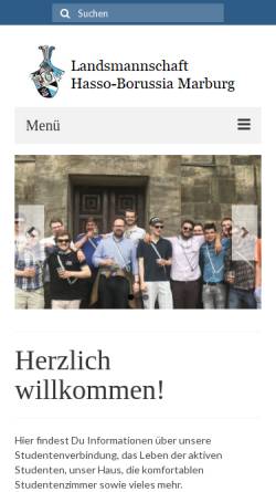 Vorschau der mobilen Webseite hassoborussia.de, Hasso-Borussia zu Marburg an der Lahn