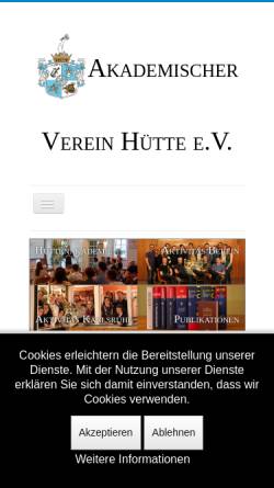 Vorschau der mobilen Webseite www.av-huette.de, Hütte zu Berlin und zu Karlsruhe e.V.
