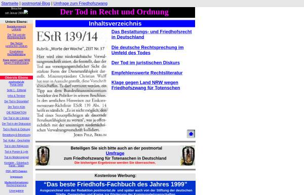 Vorschau von www.postmortal.de, Postmortal - Der Tod in Recht und Ordnung