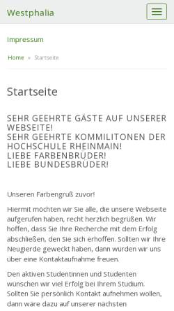 Vorschau der mobilen Webseite www.westphalia.de, Westphalia zu Wiesbaden