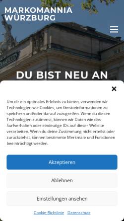 Vorschau der mobilen Webseite www.kdstvmarkomannia.de, Markomannia zu Würzburg