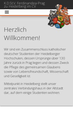 Vorschau der mobilen Webseite www.ferdinandea.de, Ferdinandea-Prag zu Heidelberg