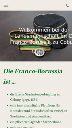 Vorschau der mobilen Webseite www.franco-borussia.de, Franco-Borussia Coburg