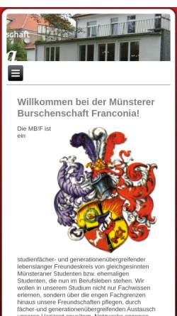Vorschau der mobilen Webseite www.franconia-muenster.de, Münsterer Burschenschaft Franconia