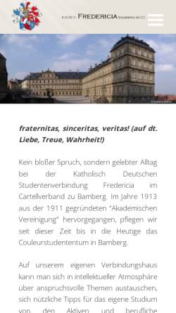 Vorschau der mobilen Webseite fredericia.de, Fredericia zu Bamberg