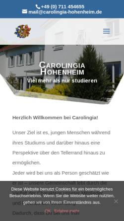 Vorschau der mobilen Webseite carolingia-hohenheim.de, Carolingia zu Stuttgart-Hohenheim