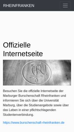 Vorschau der mobilen Webseite www.rheinfranken.de, Rheinfranken zu Marburg