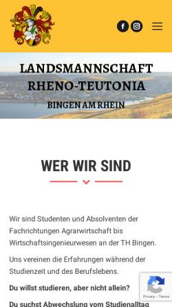Vorschau der mobilen Webseite www.rheno-teutonia.de, Rheno-Teutonia zu Bingen