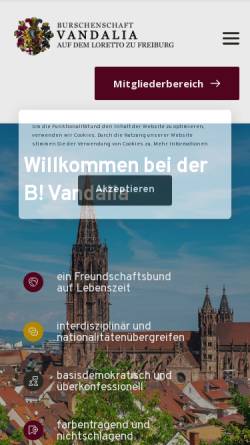 Vorschau der mobilen Webseite www.vandalia-freiburg.de, Vandalia auf dem Loretto zu Freiburg