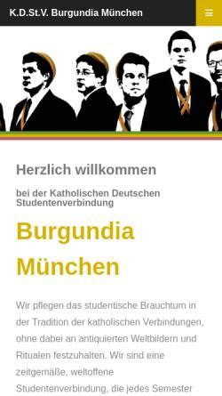Vorschau der mobilen Webseite www.burgundia-muenchen.de, Burgundia München