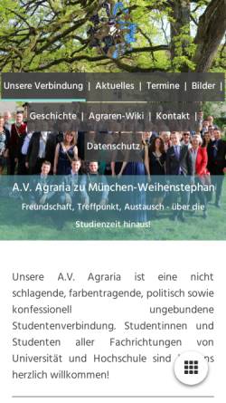 Vorschau der mobilen Webseite www.agraria.de, Agraria zu München-Weihenstephan
