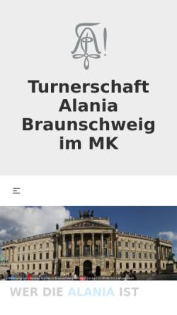 Vorschau der mobilen Webseite www.turnerschaft-alania.de, Alania zu Braunschweig