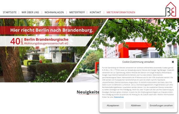 Vorschau von www.bbwbg.de, Berlin Brandenburgische Wohnungsbaugenossenschaft eG