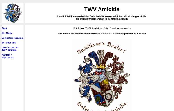 Vorschau von www.twv-amicitia.de, Amicitia zu Koblenz