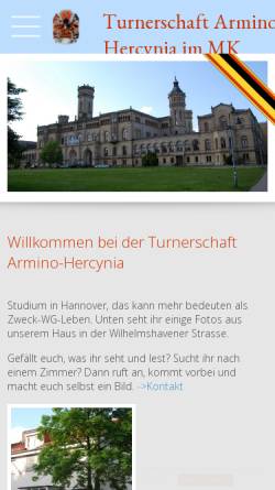 Vorschau der mobilen Webseite www.armino-hercynia.de, Armino-Hercynia zu Hannover