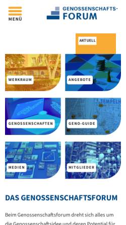 Vorschau der mobilen Webseite www.berliner-genossenschaftsforum.de, Genossenschaftsforum e.V.