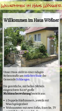 Vorschau der mobilen Webseite www.haus-woessner.de, Ferienwohnung Haus Wößner