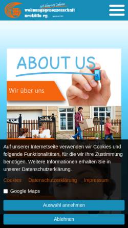 Vorschau der mobilen Webseite gwneukoelln.de, Wohnungsgenossenschaft Neukölln eG