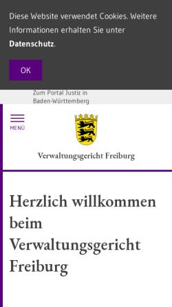Vorschau der mobilen Webseite www.vgfreiburg.de, Verwaltungsgericht Freiburg