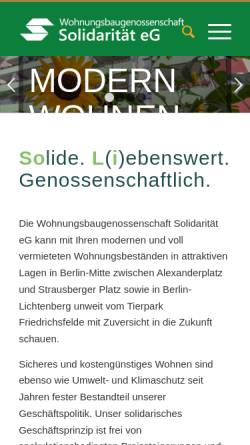 Vorschau der mobilen Webseite wg-solidaritaet.de, Wohnungsbaugenossenschaft Solidarität eG