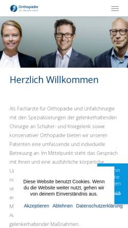 Vorschau der mobilen Webseite www.orthopaeden-muenchen.de, Dr. med. C. Becker und Dr. med. H. Kutschi