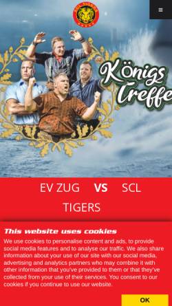 Vorschau der mobilen Webseite www.scltigers.ch, SCL Tigers