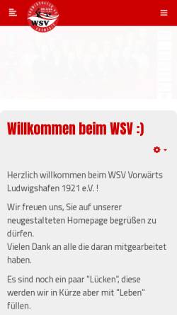 Vorschau der mobilen Webseite www.wsv-ludwigshafen.de, Wassersportverein Vorwärts Ludwigshafen 1921 e.V.