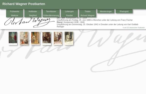 Vorschau von www.richard-wagner-postkarten.de, Richard Wagner Postkarten-Galerie
