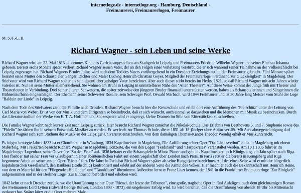 Vorschau von www.internetloge.de, Wagner und die Freimaurer