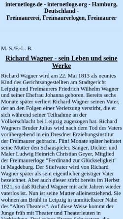 Vorschau der mobilen Webseite www.internetloge.de, Wagner und die Freimaurer
