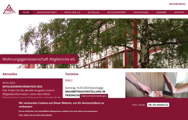 Vorschau von www.wg-altglienicke.de, Wohnungsgenossenschaft Altglienicke eG