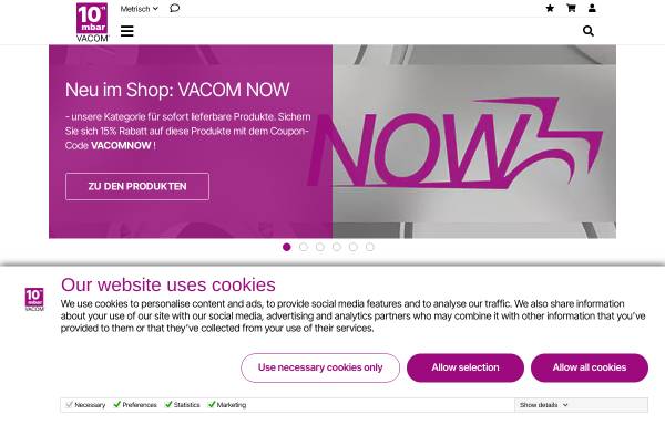 Vorschau von www.vacom.net, VACOM Vakuum Komponenten & Messtechnik GmbH