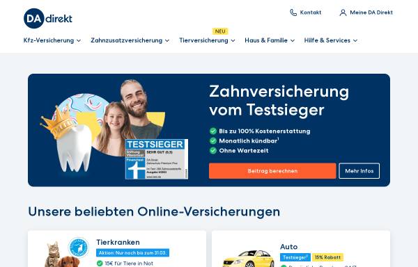 Vorschau von www.dadirekt.de, DA Direkt - Deutsche Allgemeine Versicherung AG