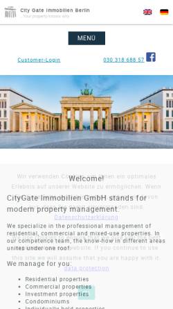 Vorschau der mobilen Webseite www.citygate-immobilien.de, CityGate Immobilien GmbH