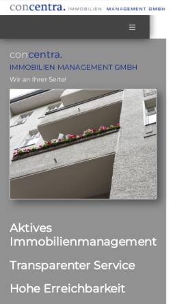 Vorschau der mobilen Webseite www.concentra-berlin.de, concentra Immobilien Management GmbH
