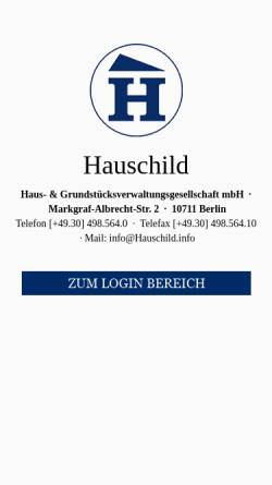 Vorschau der mobilen Webseite www.hauschild.info, Hauschild Haus- und Grundstücksverwaltungsgesellschaft mbH