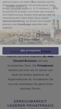 Vorschau der mobilen Webseite www.augenaerzte-muenchner-freiheit.de, Augenheilkunde - Dr. med. Christof Brummer, Robert Dederichs