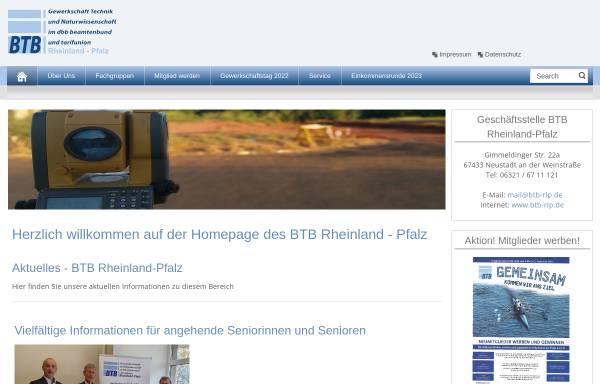 Vorschau von www.btb-rlp.de, Bund der Technischen Beamten, Angestellten und Arbeiter [BTB] - Gewerkschaft Technik und Naturwissenschaft