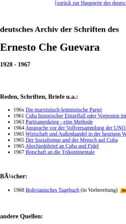 Vorschau der mobilen Webseite marxists.org, Marxists' Internet Archive: Ernesto Che Guevara Archiv