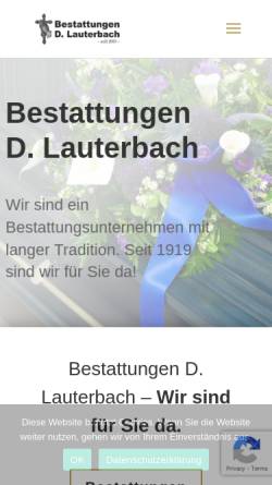 Vorschau der mobilen Webseite www.bestattungen-dlauterbach.de, Bestattungen D. Lauterbach