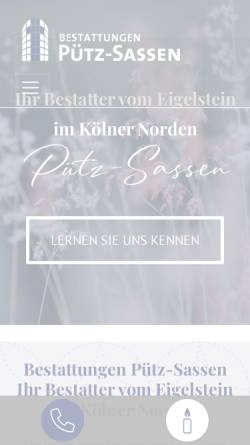 Vorschau der mobilen Webseite www.puetz-sassen.de, Bestattungen Pütz-Sassen
