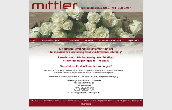 Vorschau von www.mittler-bestattungen.de, Bestattungshaus Josef Mittler GmbH