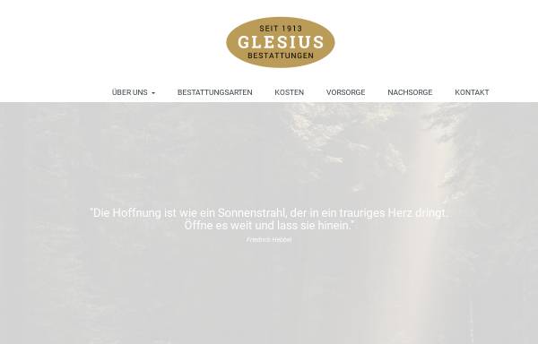 Vorschau von www.glesius-bestattungen.de, Bestattungsunternehmen Glesius