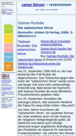 Vorschau der mobilen Webseite rezensionen.literaturwelt.de, Salman Rushdie: Die satanischen Verse