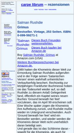 Vorschau der mobilen Webseite rezensionen.literaturwelt.de, Salman Rushdie: Grimus